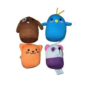 Oriental Trading Co. Lot Of 4 Knit Animal Mini Plush Dog Cat Penguin Panda Bear